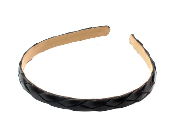 Sort flet læder hårbøjle - 1.3 cm