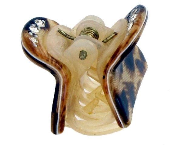 Brun leopard krystal hårklemme - 2 cm
